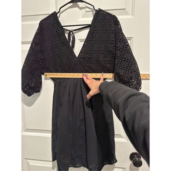 O’Neill Black Cotton Bodhi Eyelet Lace Boho Mini Dress Size Small - Picture 4 of 13